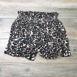 Threedots Leopard Print Women Elastic Waist Shorts XL Lightweight 28 In Waist